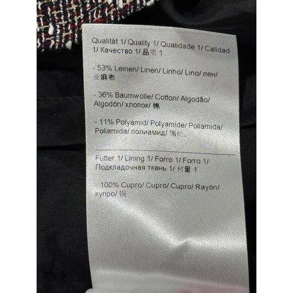 Escada Women's Tweed V-Neck Dress Cap Sleeve Linen Cotton Blend Size 36 / US 6 - Picture 7 of 8